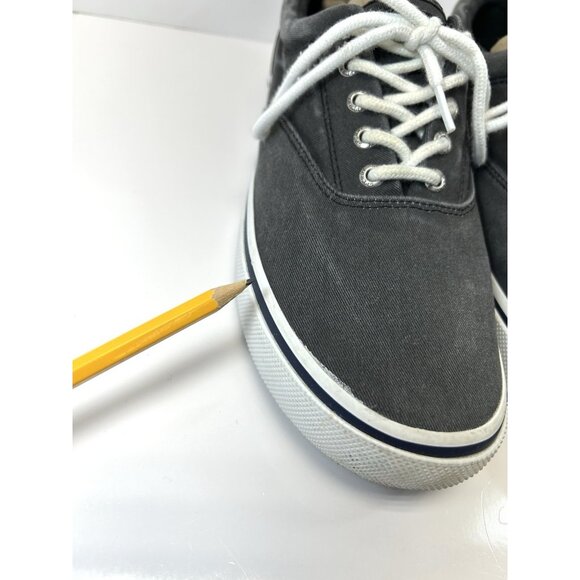 mens sperry topsider canvas shoes/size 10W stately/Charcoal Gray - Picture 3 of 16